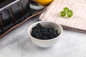black sturgeon caviar in the bowl