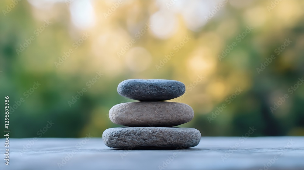 Aufkleber tranquil stack of smooth stones representing balance and serenity in a natural setting outdoors : ge