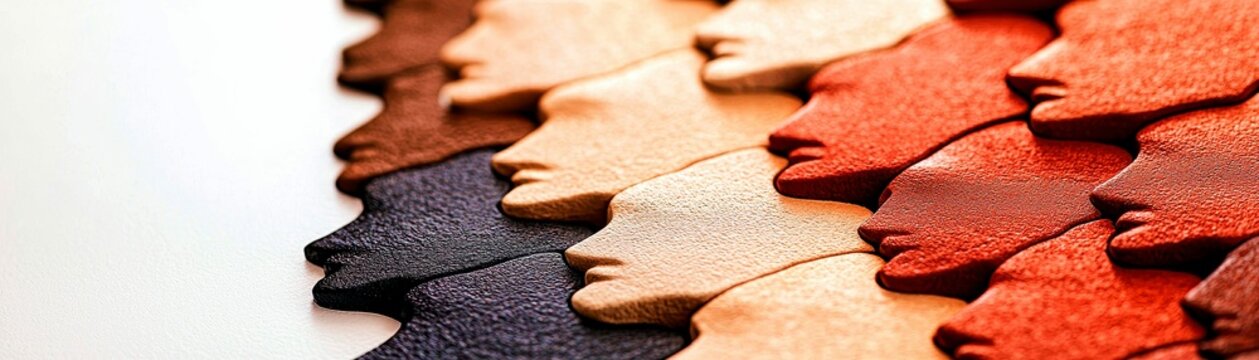 Harmonious mosaic presenting diverse human profiles showcasing unity and cultural integration concept