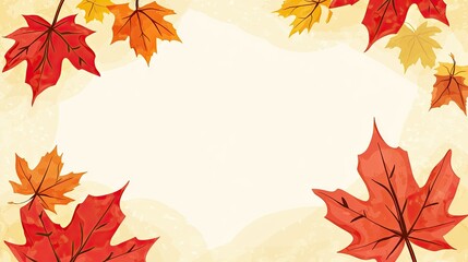 Fototapeta premium Autumn leaves frame, fall background, greeting card design