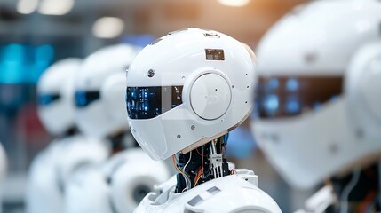 Robotic humanoid figure designed with advanced technology showcasing innovation in artificial intelligence and automation : Generative AI