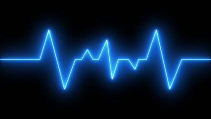 Neon cardiogram heart shape. Neon glowing heart shape. Realistic Heartbeat icon, Lifeline background design.