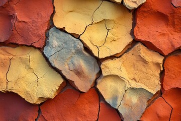 Fototapeta premium Cracked clay wall texture, outdoor, design background