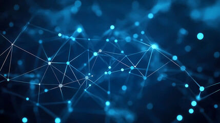 Blue and White Geometric Network on Dark Background