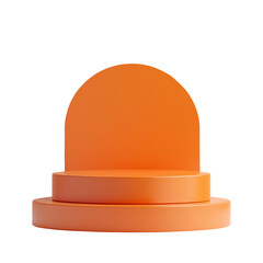 Fototapeta premium Vibrant orange display podiums create an inviting atmosphere for products at a modern exhibition in bright lighting isolated on transparent background, png.