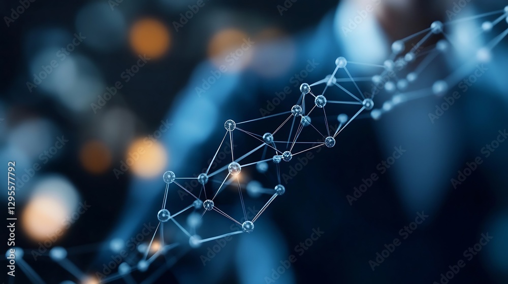 Poster Network of Connected Data Points and Lines Symbolizing Advanced Technology and Communication : Generative AI