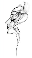 Abstract woman profile, artistic, elegant, fashion, profile view, line art