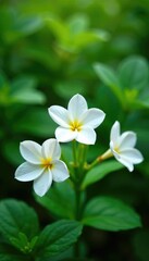Fototapeta premium Fragrant white blooms amidst lush green foliage, flowers, garden, asfodelo