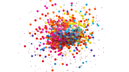 Colorful confetti exploding on transparent background for festive celebration design