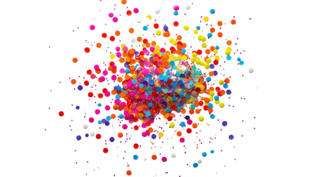 Colorful confetti exploding on transparent background for festive celebration design