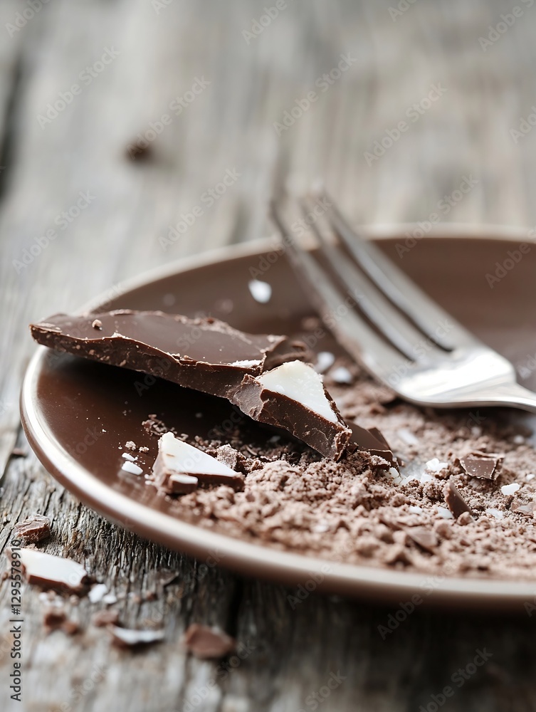 Aufkleber Scrumptious chocolate bar with almond pieces on a rustic plate ready to be enjoyed : Generative AI