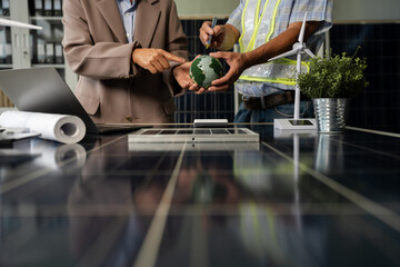 Sustainable development with renewable energy solutions, ecology concept, green business.