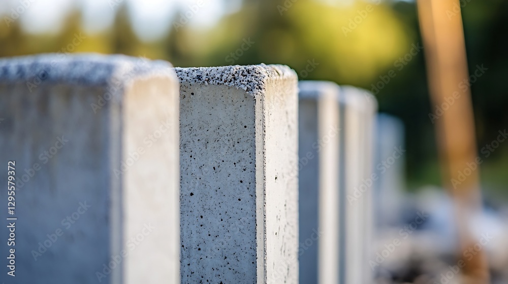 Aufkleber Abstract Close Up View of Concrete Blocks in Construction with Natural Background : Generative AI