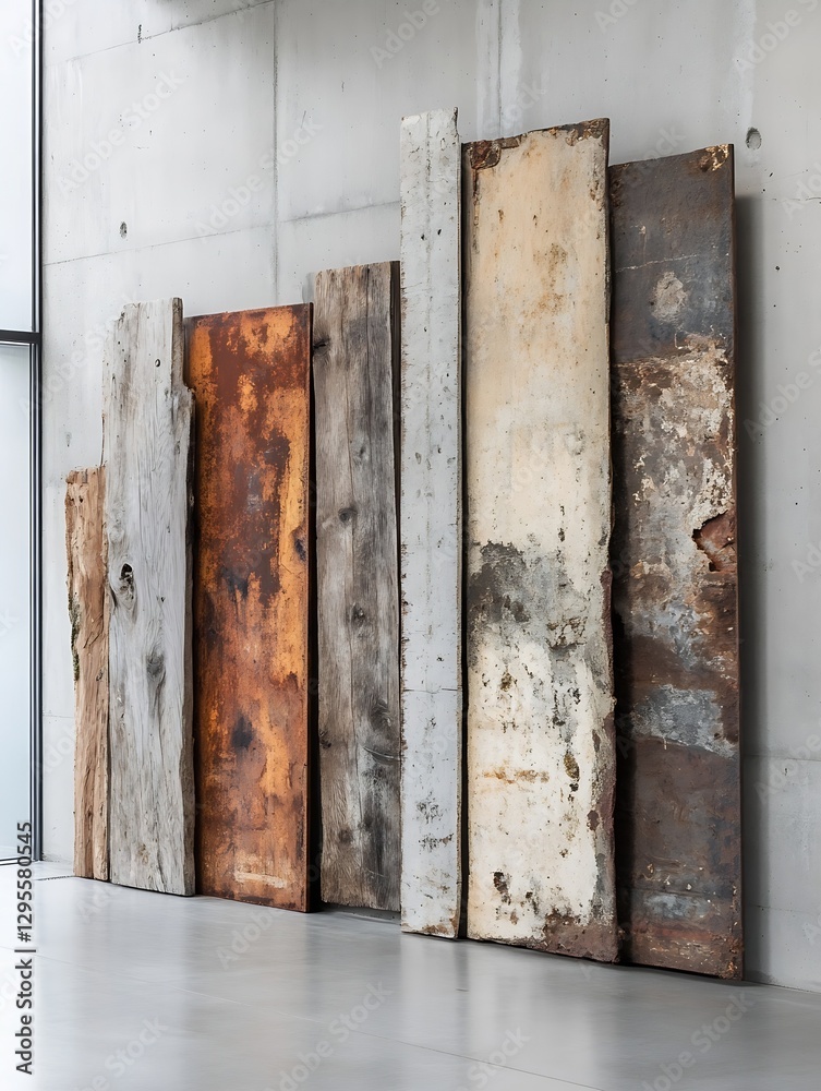 Poster Rustic and Weathered Wooden Planks Creating a Unique Wall Art Display of Natural Textures : Generative AI