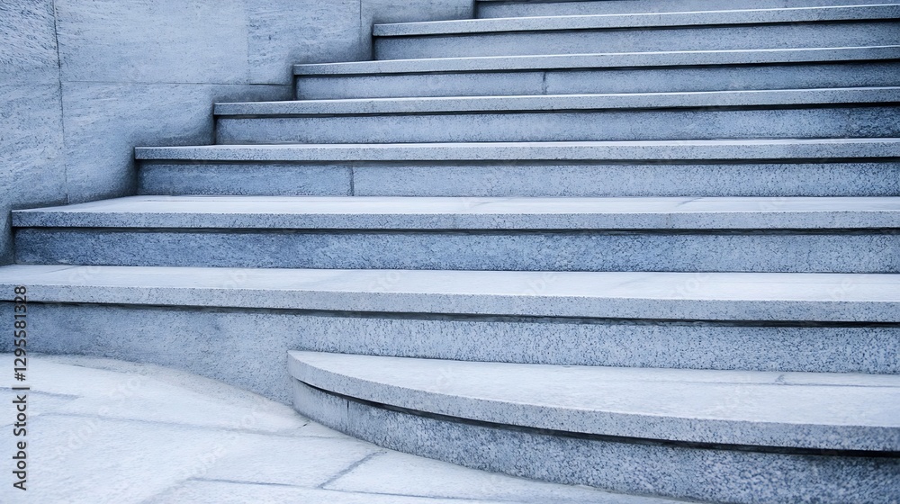 Poster Elegant smooth gray stone stairs leading upward in a minimalistic architectural design : Generative AI