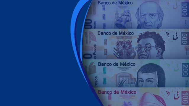 Background azul de negocios en dinero billetes criptoactivos y bitcoin as&iacute; como inmobiliaria oro
