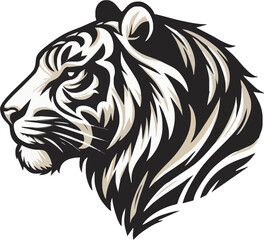 Detailed illustration of a majestic tiger's profile with intricate fur patterns and shading