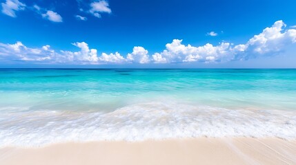 Obraz premium Stunning Tropical Beach with Crystal Clear Water and White Sandy Shore : Generative AI