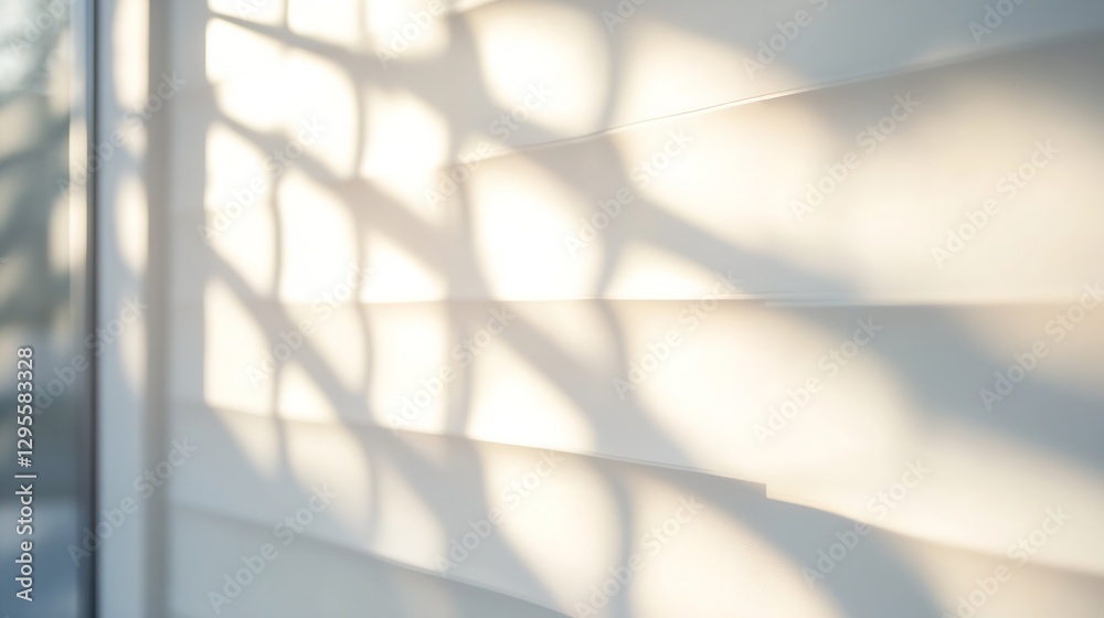Aufkleber artistic play of light and shadows on a softly sunlit wall with modern window blinds : generative ai