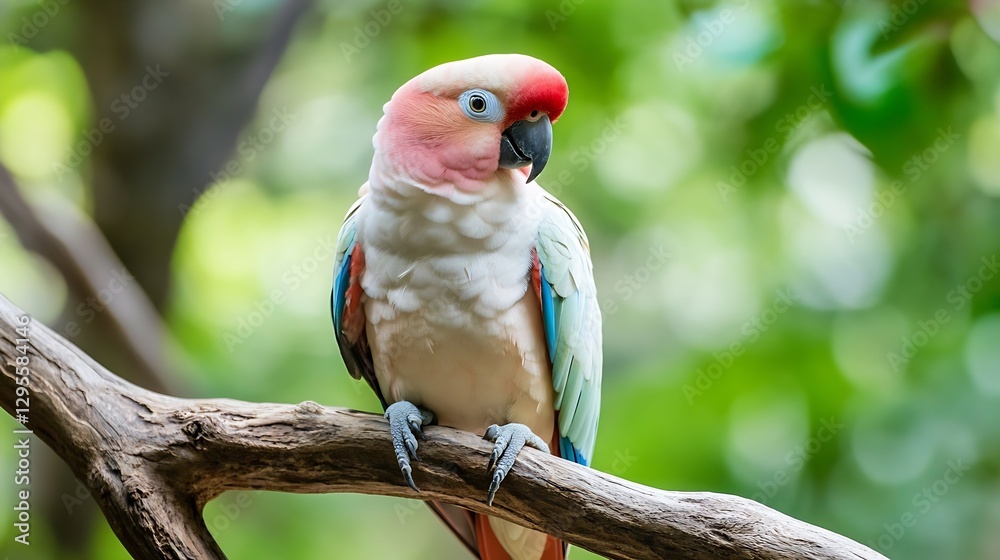 Poster Beautiful Close Up of a Parrot Sitting on a Tree Branch in Nature : Generative AI