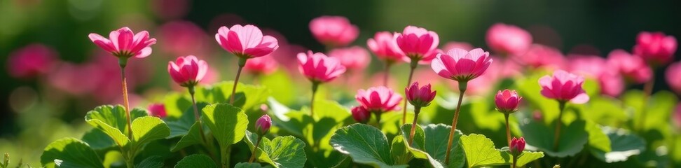 Pink Portulaca stems and leaves growing in a sunny garden spot, Pink Portulaca, flowering plant, garden decoration