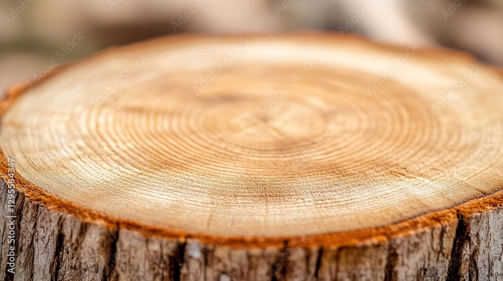 Aufkleber closeup view of tree ring patterns on a freshly cut wooden log showcasing natural textures : generat