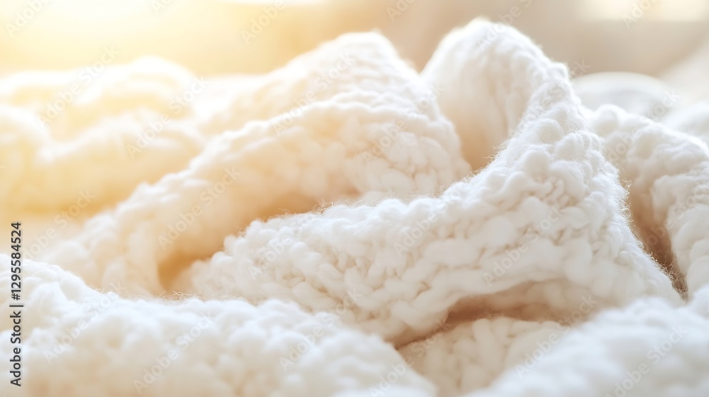 Poster fluffy white blanket in sunlight creates a serene atmosphere of comfort and relaxation : generative 