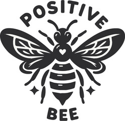 A whimsical illustration of a bee with a heart, promoting positivity and nature's beauty