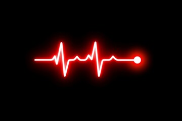 Neon and bright Heart pulse monitor with signal on dark blue background. Heart beat icon. Heart beat wave symbol. Health Concept with cardiac frequency.