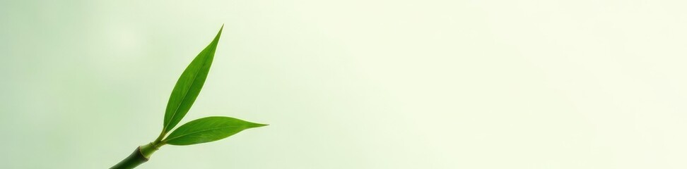 Obraz premium single bamboo leaf against neutral background, leaf, white, green