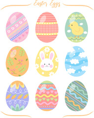 Colorful Easter egg set illustration vector