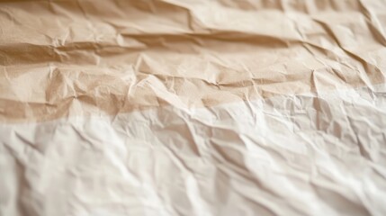 Obraz premium Close-up of a sheet of crumpled brown recycled wrapping paper. Abstract texture for background.