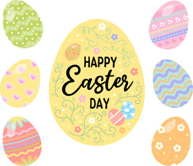 Colorful Easter egg set illustration vector