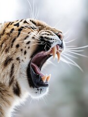 Obraz premium Stunning closeup of a tiger roaring displaying its impressive fangs and powerful presence : Generative AI