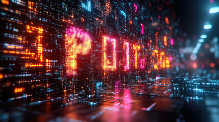 Digital display of POTUS acronym in a circuit board background