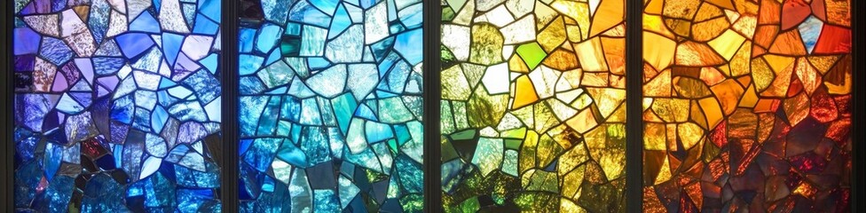 Colorful stained glass window panels