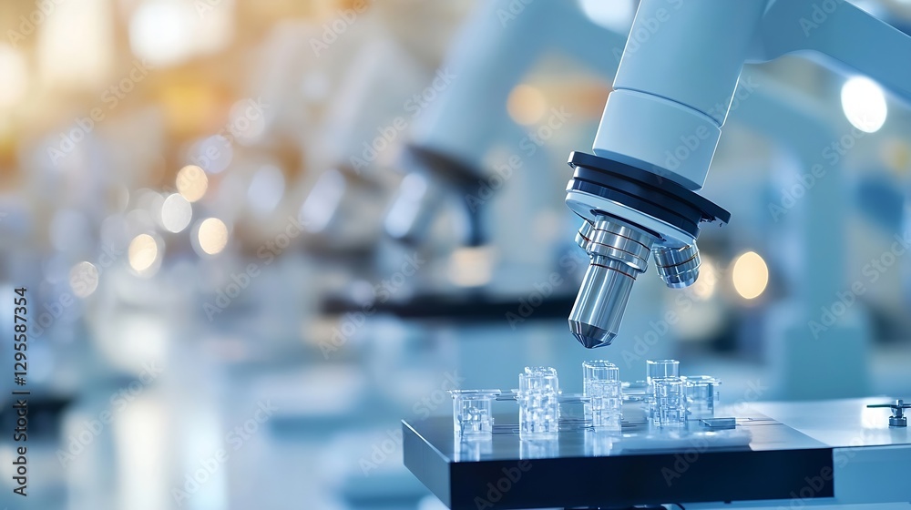 Poster modern laboratory with advanced microscopes ready for scientific research and exploration : generati