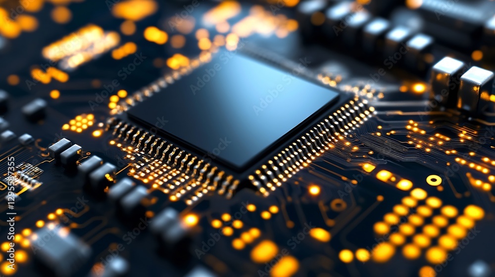 Poster Intricate Closeup of Circuit Board Demonstrating the Complexity and Innovation in Modern Technology : Generative AI