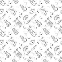 artist tool pattern. art supplies seamless pattern. doodle artist kit background