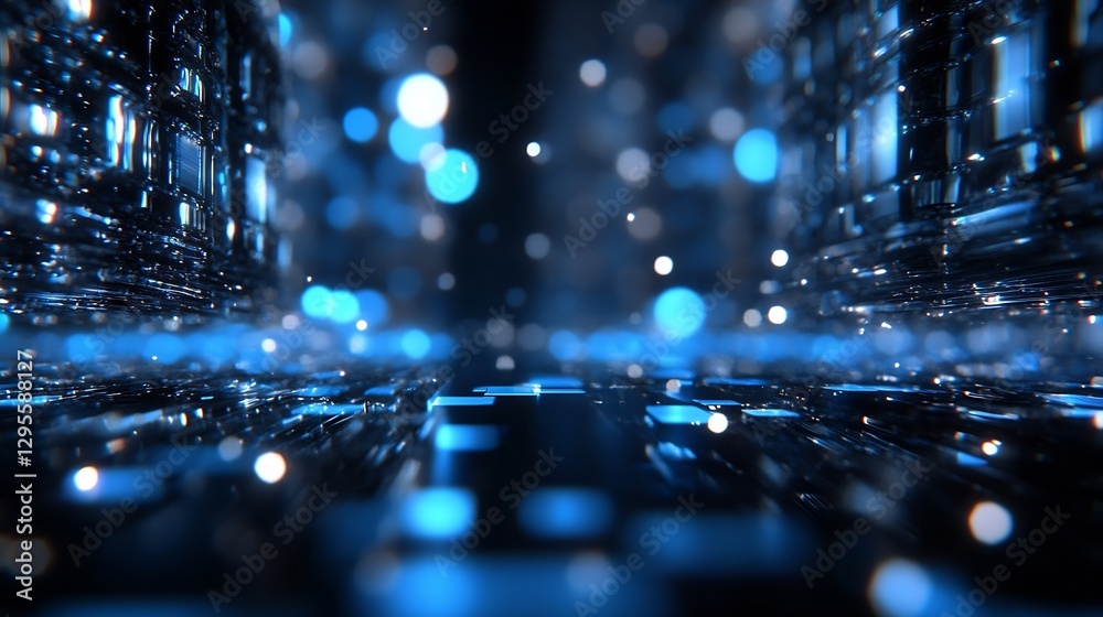 Aufkleber Futuristic Data Technology Visualization in Dynamic Digital Space : Generative AI