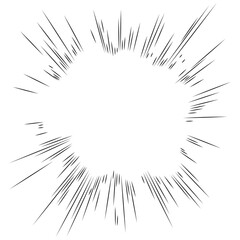 Speed lines manga effect. Comic line element. Radial focus for comic effect. Motion and action focus flash strip lines for anime comic book.