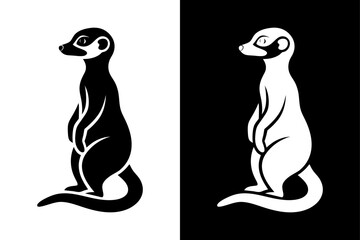 Meerkat Logo Silhouette Vector – Ideal for Wildlife & Safari Themes.