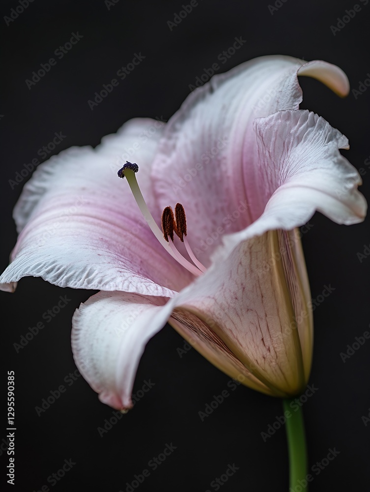 Aufkleber beautiful delicate pink lily flower captured against a dark background showcasing its intricate peta