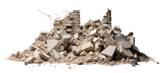 PNG Ruin rubble broken white background deterioration.
