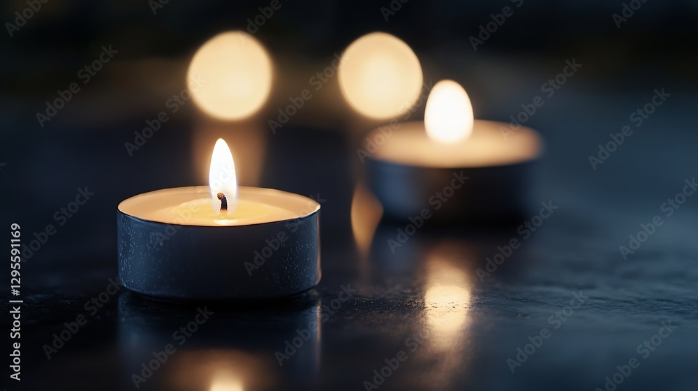 Fototapete tranquil burning candles in soft focus creating a calm serene atmosphere for relaxation and ambiance