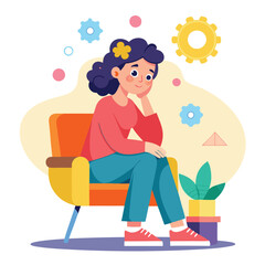 a girl is thinking vector	