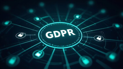 Obraz premium GDPR General Data Protection Regulation, EU Data Security, and Encryption Compliance, GDPR compliance, encryption, data governance, EU computer safeguard 