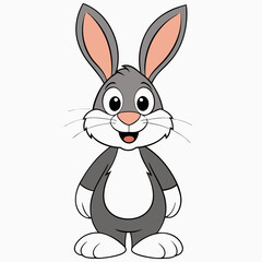 Fototapeta premium Rabbit cartoon character smiling on a plain background