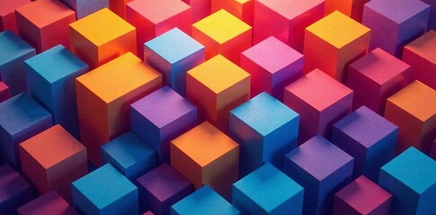 Obraz premium Multicolored cube pattern creating a modern artistic backdrop, concept, arrangement