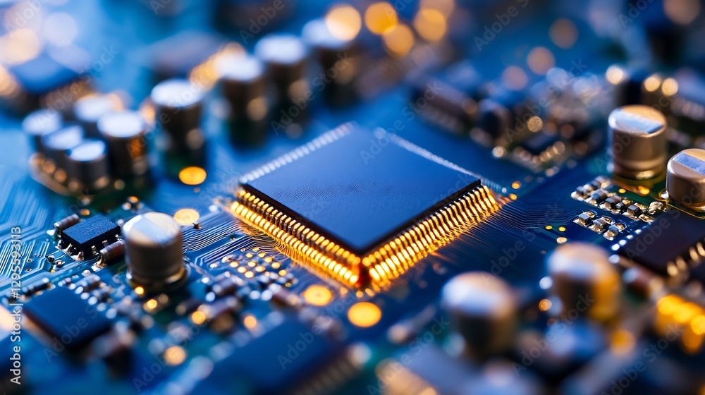Leinwandbilder high-quality close-up of a computer chip and circuit board technology : generative ai